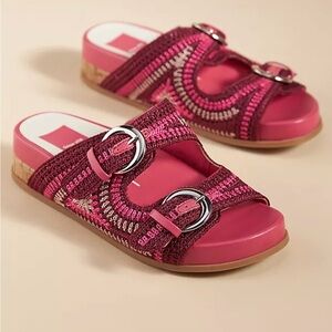 New! Dolce Vita Ralli Wedge Sandal Woven Double Strap Slide Pink